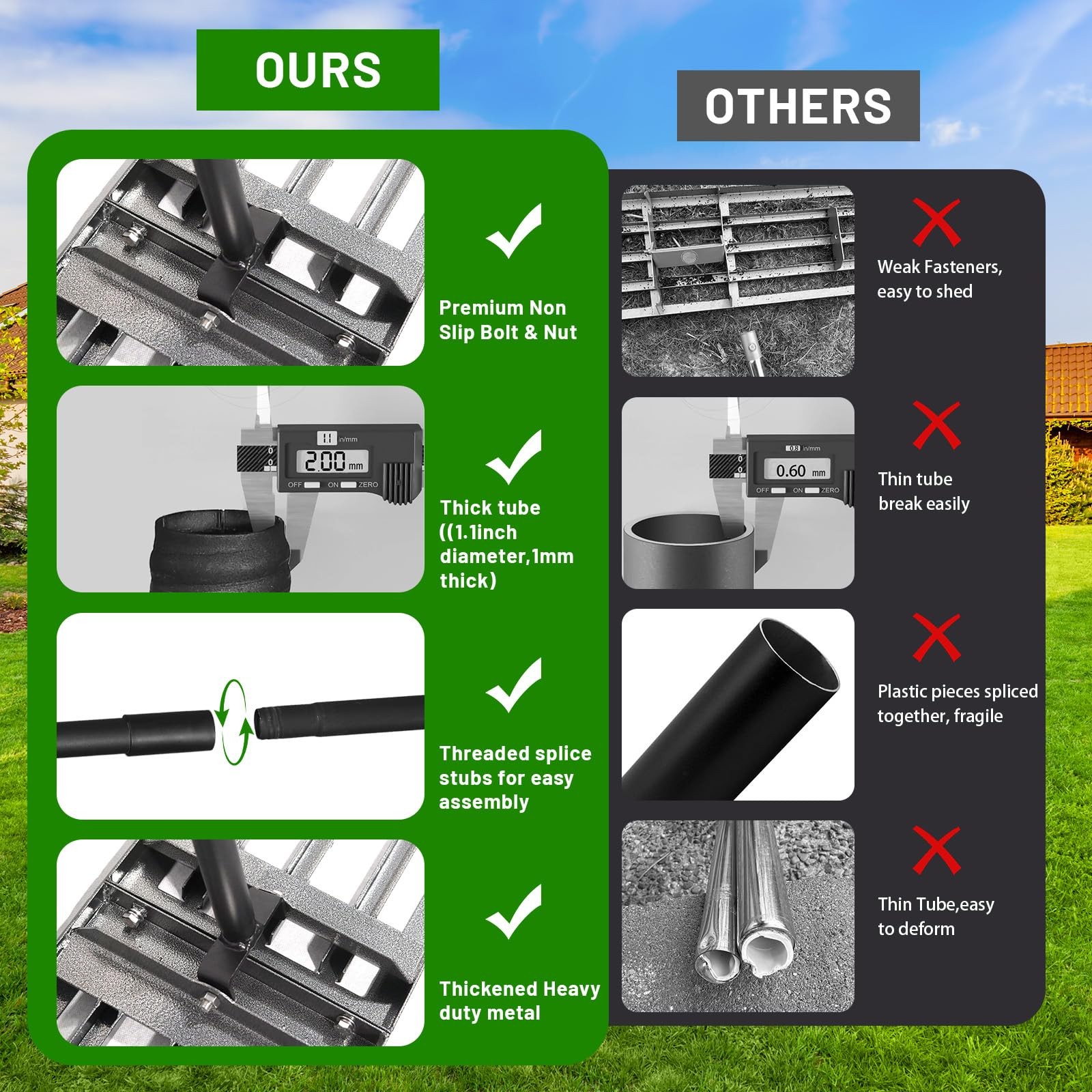 Adjustable Lawn Leveling Rake 34"x10" - Heavy Duty Tool for Soil & Grass