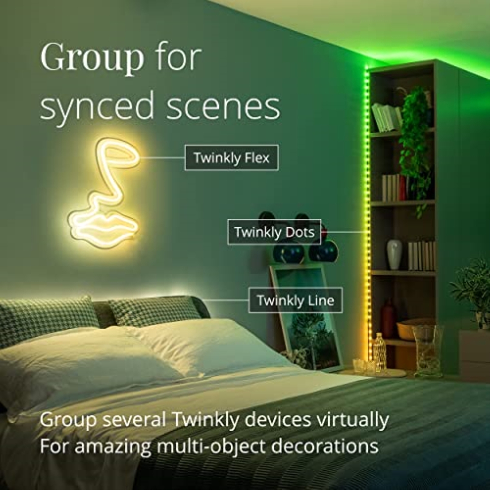 Twinkly Indoor Line Starter Kit App-Control White Light Strip with RGB LEDs, 5'