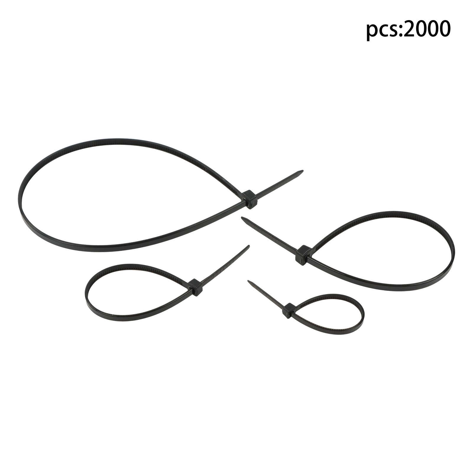 2000 PCS Self-locking Nylon Zip Ties Assorted Sizes 4+6+8+12 Inch Cable ties