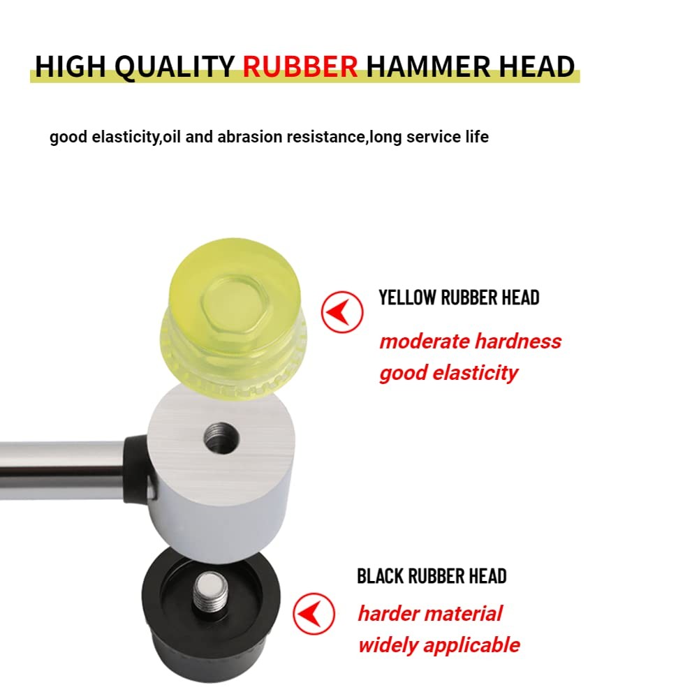 Kadimendium 2 Set Rubber Striking Head Hammer Replacement Tips Black,yellow
