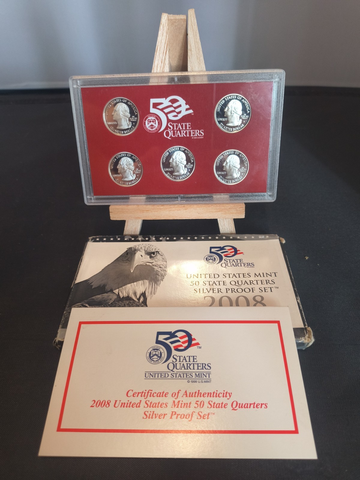 2008 - U. S. Mint 50 State Quarters Silver Proof Set - OGP - COA