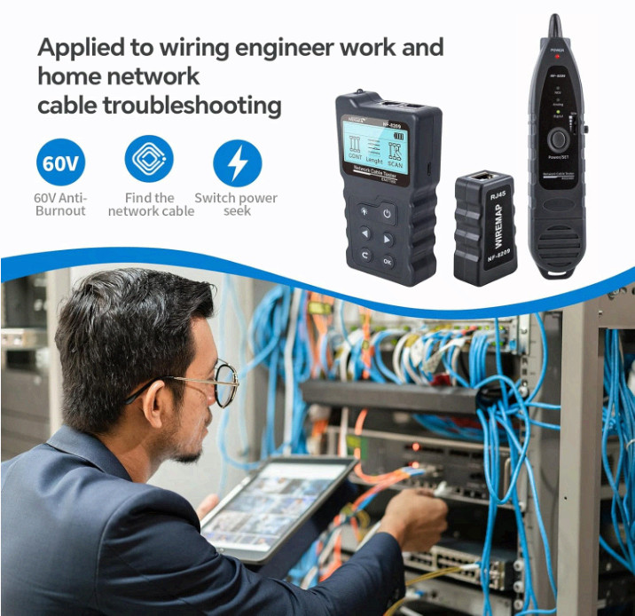 NF-8209 Network Cable Tester, Ethernet Cable Wire Tester with POE & NCV