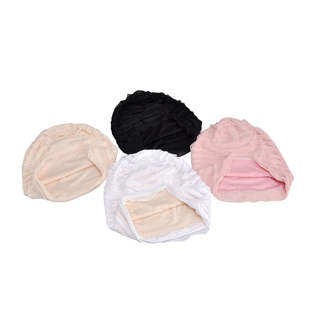 Women Solid Cotton Lace Striped Stretch Beanie Hat Elastic Summer Slouchy Cap