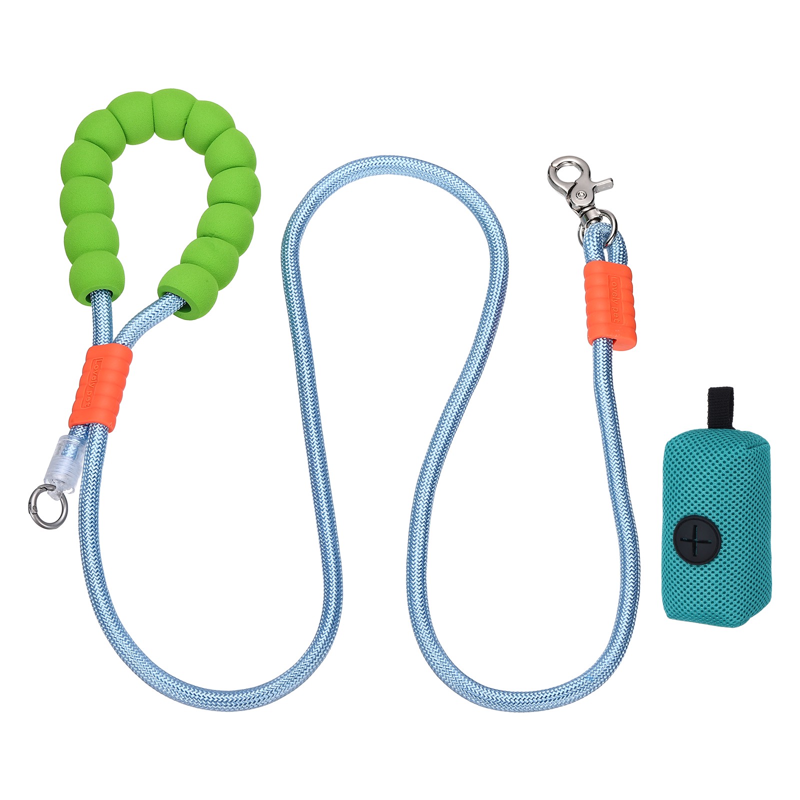 6.6ft / 2m Dog Training Leash Hand Free Dog Leash with Blue Bag, Blue