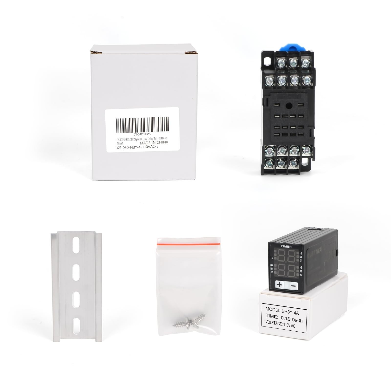 LCD Digital Display Time Relay, Time Control Delayer | Dual Time with Plug-in...