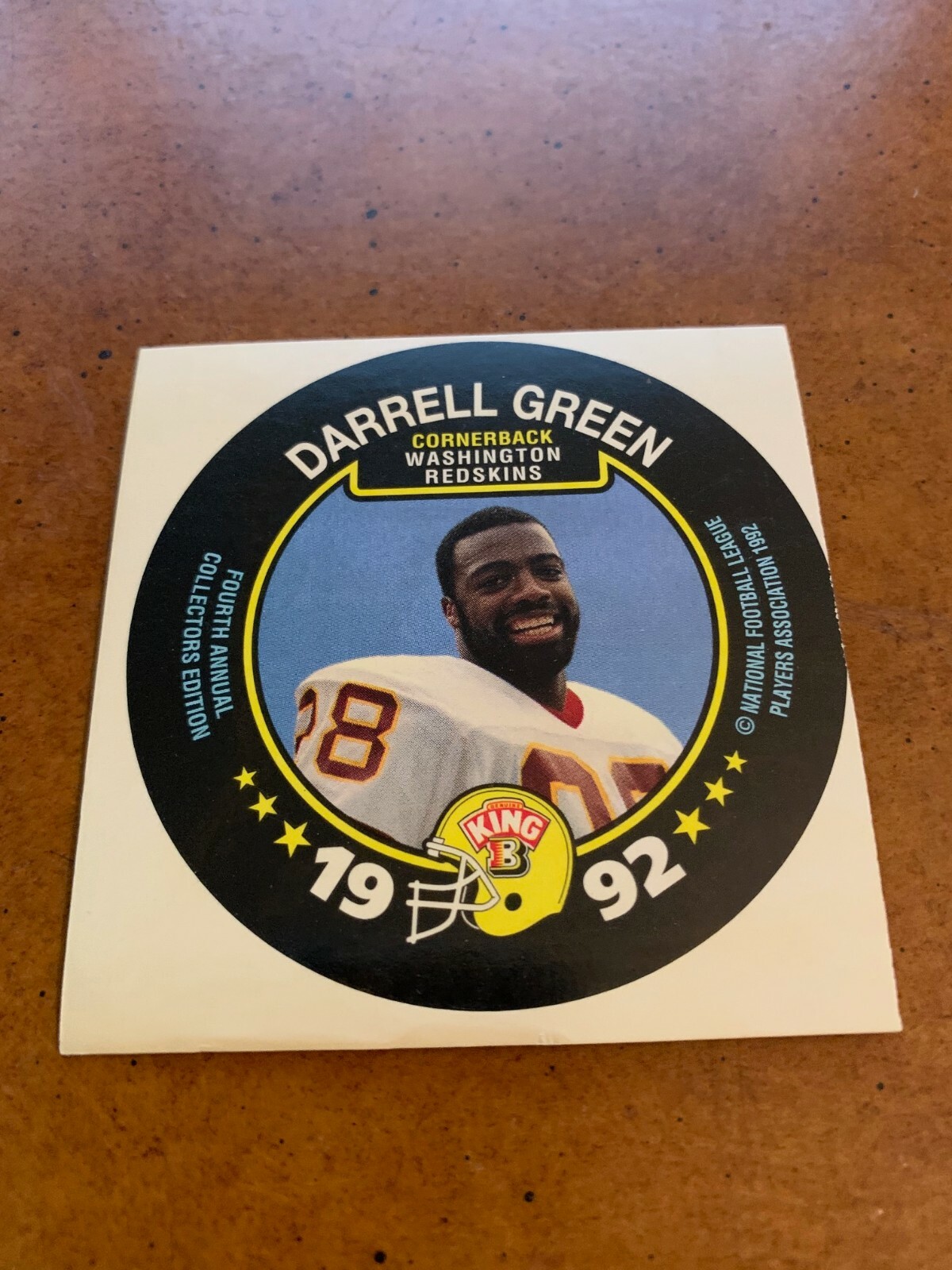 1992 King B Wrong Back Football Disc Proof Darrell Green Washington Redskins