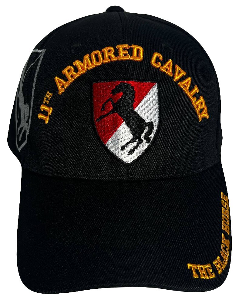 11th ACR Baseball Cap Armored Cavalry Regiment Hat Black Horse Emblem Logo, Mens
