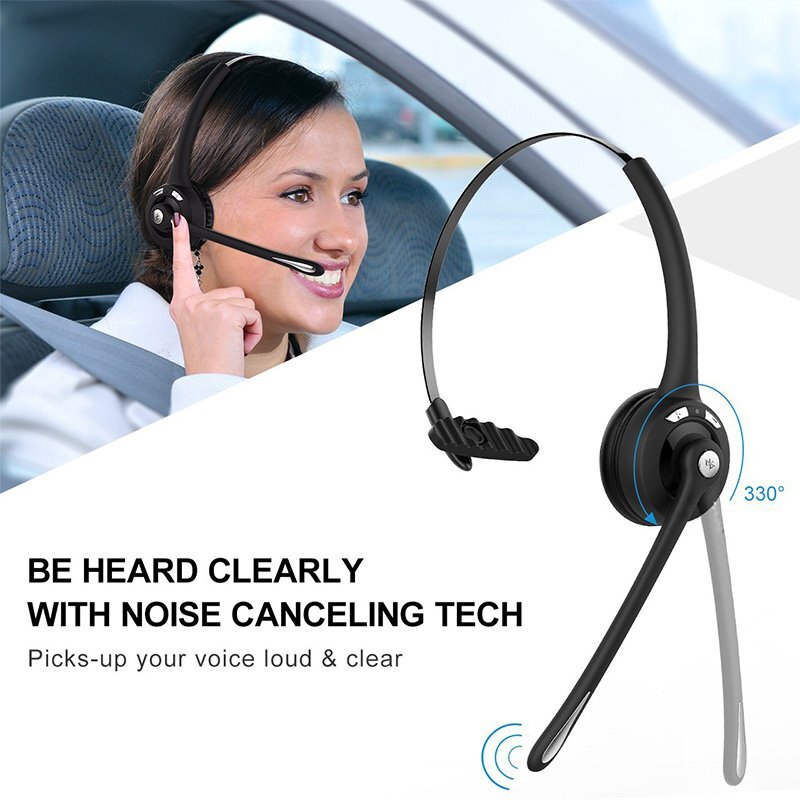 Mpow Trucker Bluetooth 5.3 Headset Wireless Headphones Over Head Earpiece Driver