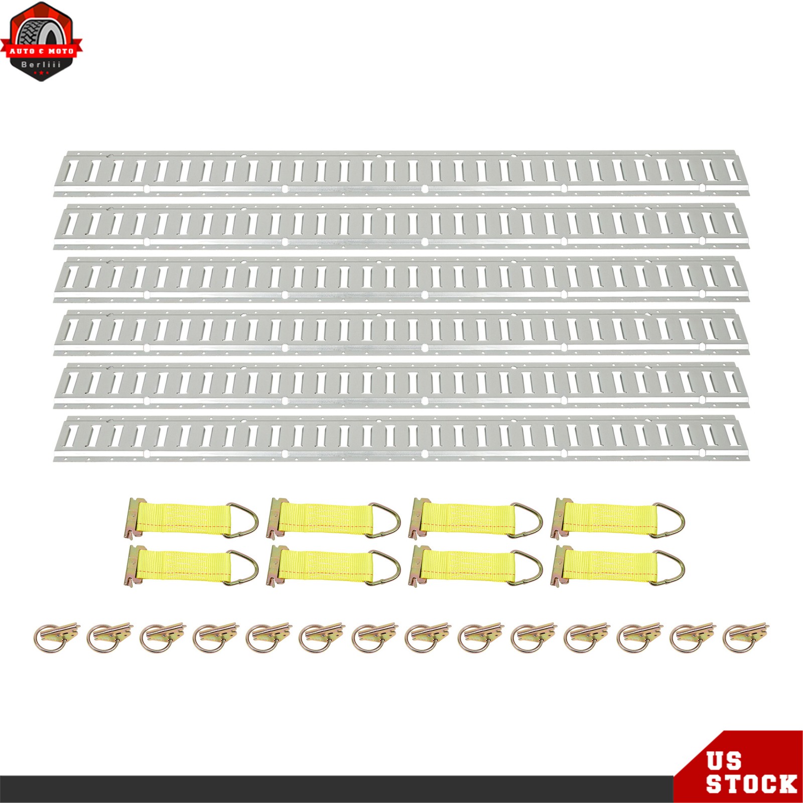 28 Pack For Trucks Vans Garages Trailer Tie Down 5' E Track Tie Down Rail Kit
