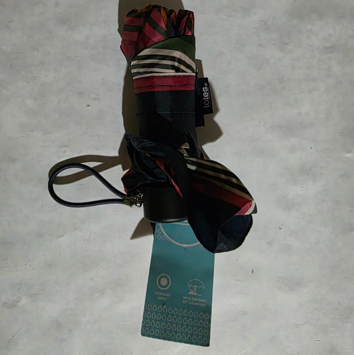 Totes Mini Colorful Umbrella 38" Arc Manual Open and Compact
