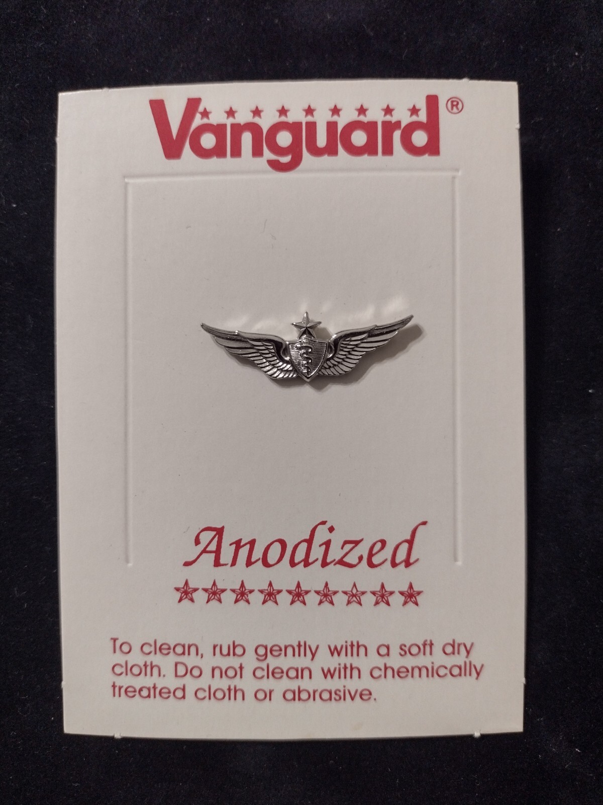 ARMY SENIOR FLIGHT SURGEON INSIGNIA MINI SIZE BRIGHT FINISH ON VANGUARD CARD NEW