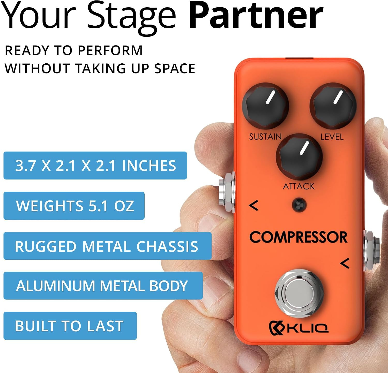 KLIQ Tiny-Compressor Effect Pedal for Guitar & Bass