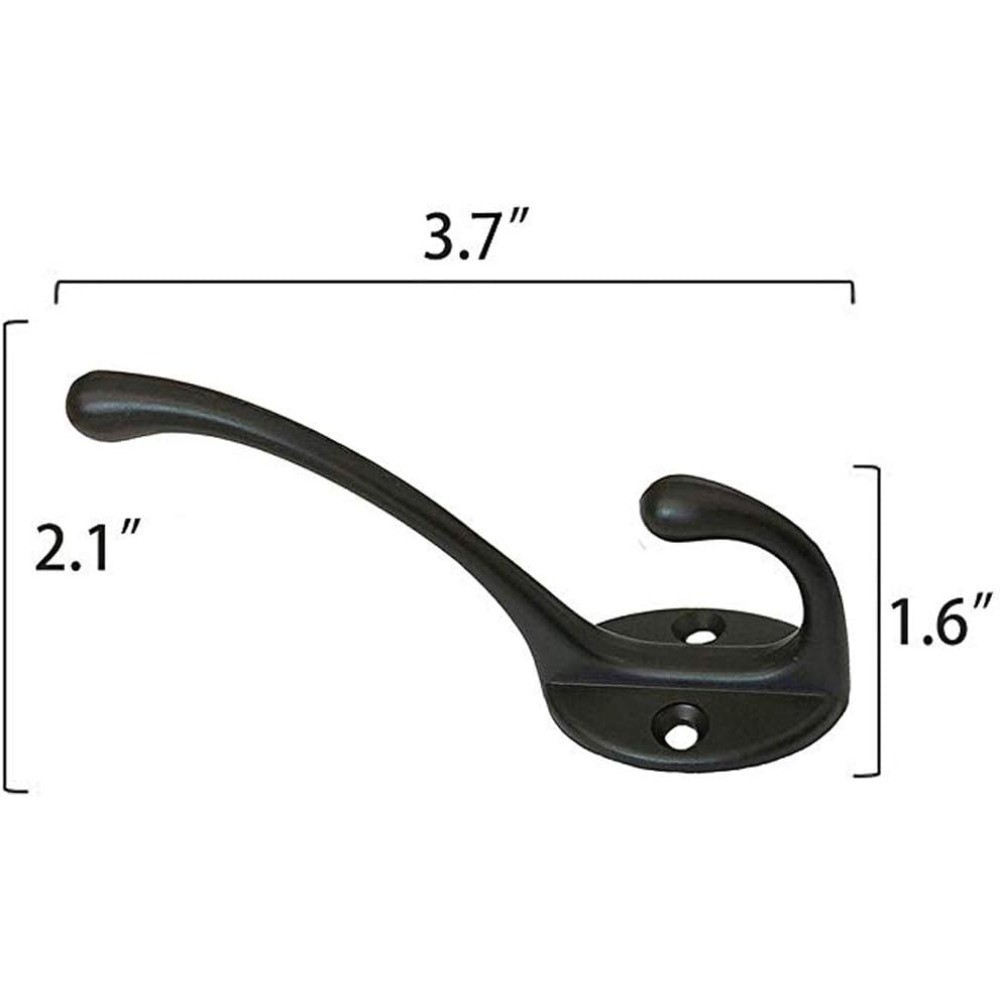 10 Pack Dual Coat Hooks Wall Mounted with 40 Screws Retro Double Hooks Utility