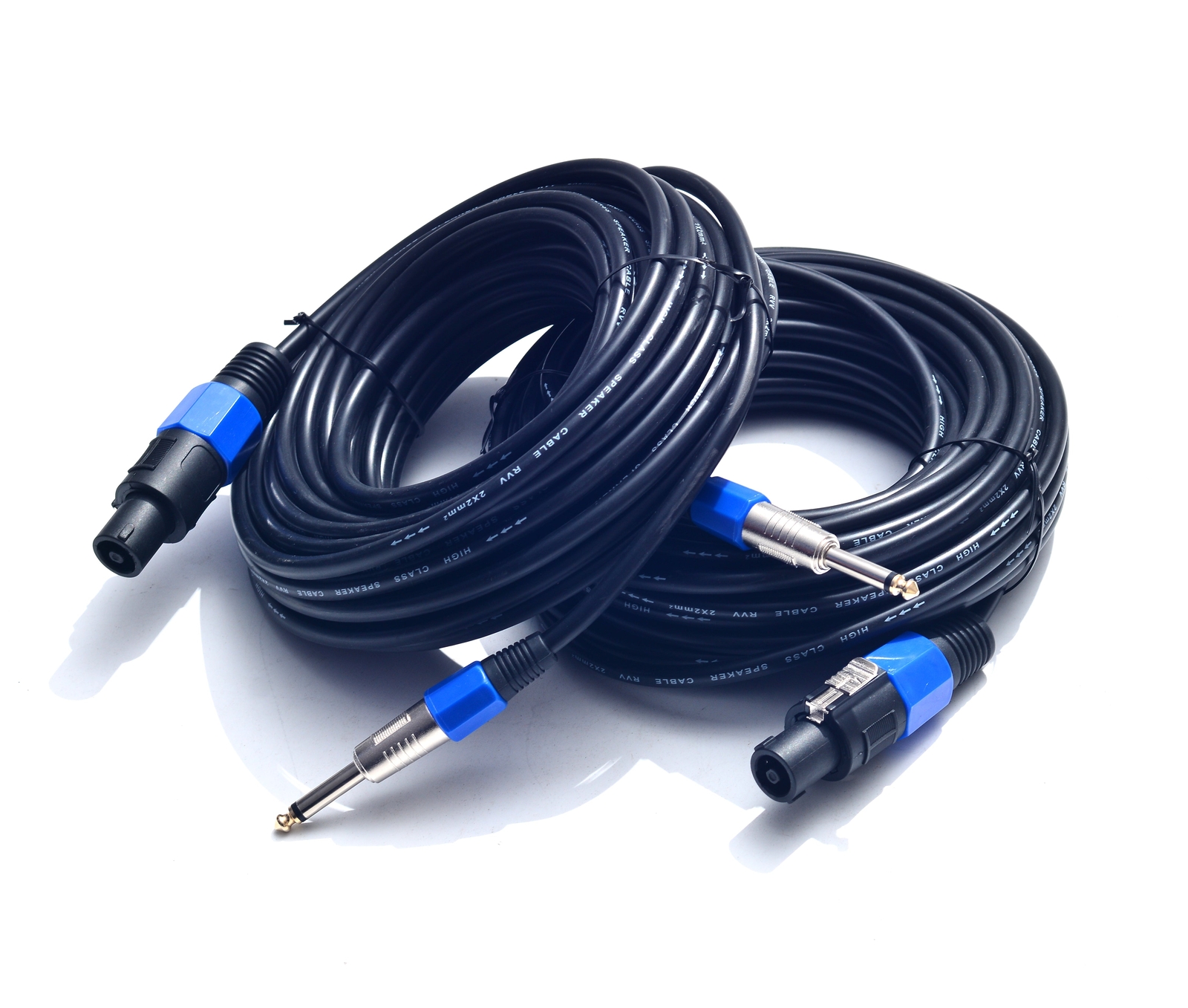2Pack 50 ft Speakon to 1/4" Male Speaker Cables, Professional Audio Amplifier