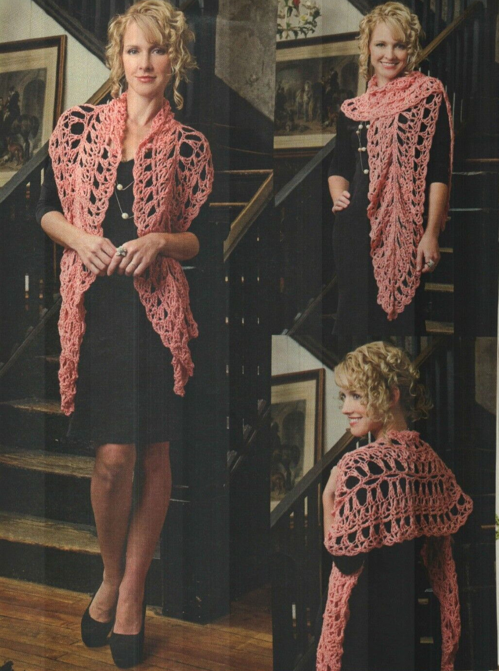 CIRCLE-EDGED WRAP SHAWL WOMEN'S CROCHET PATTERN INSTRUCTIONS