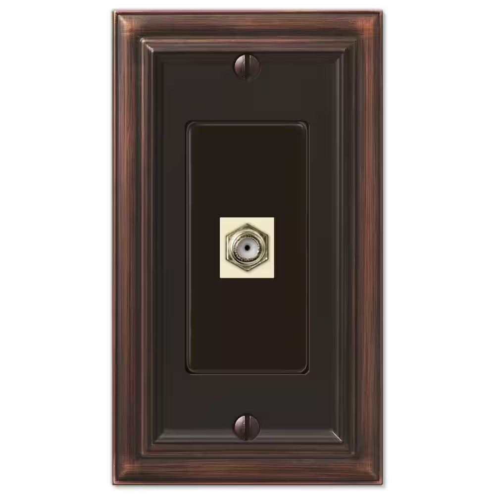 Continental 1 Gang Coax Metal Wall Plate - Aged Bronze Free Shipping New