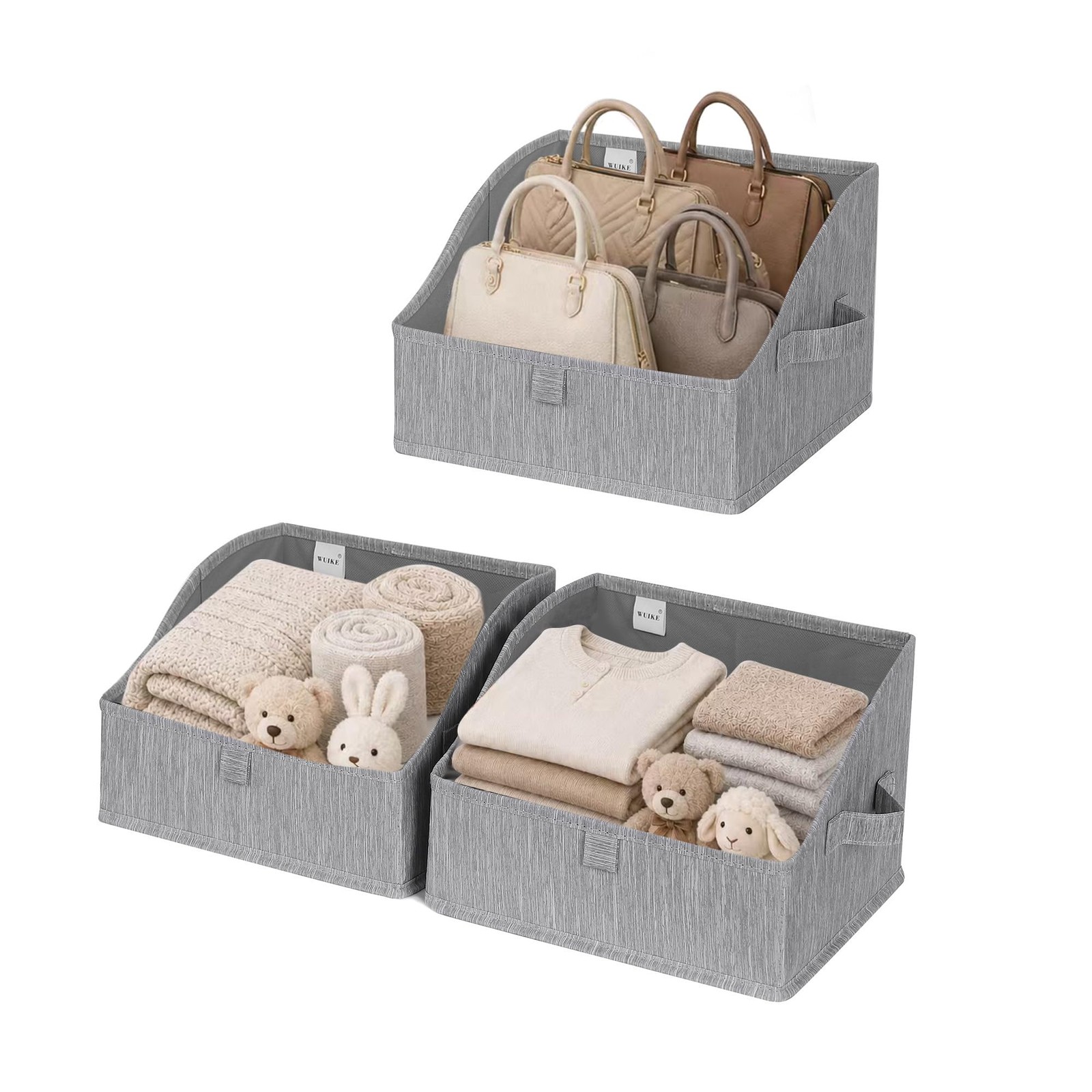 Trapezoid Storage Bins for Closet Organizers and Storage, Fabric Closet Bins ...