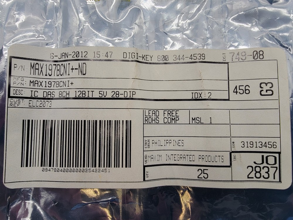 New (3pcs) MAX197BCNI+ MAXIM IC Converter