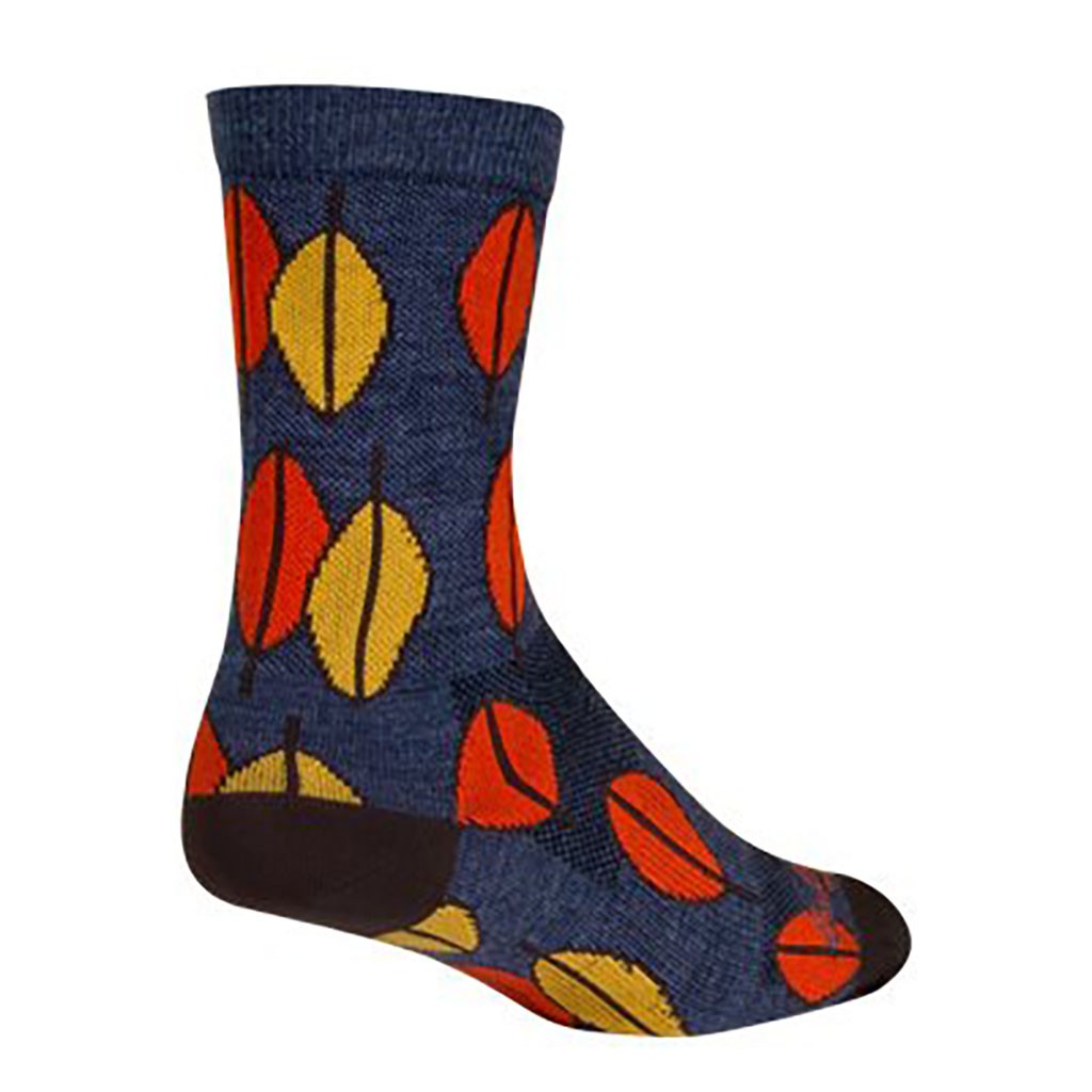 Sockguy Leaves Wool Socks Men's Athletic 5-9 Blue/Red/Yellow