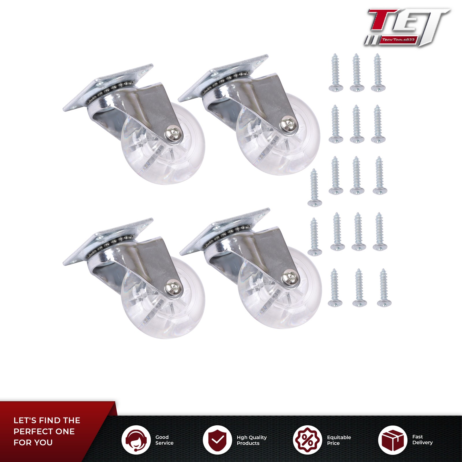 4Pcs 2Inch Heavy Duty Office Chair Replacement Casters 360° Swivel Wheels