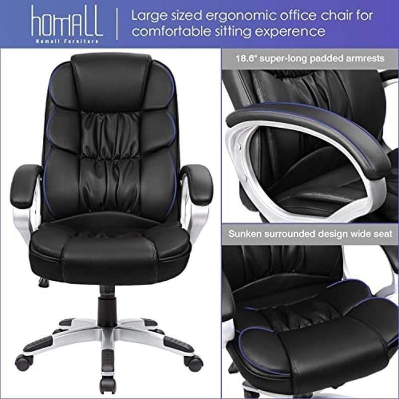 High Back Computer Desk Chair PU Leather Modern Executive Swivel Task Chair US