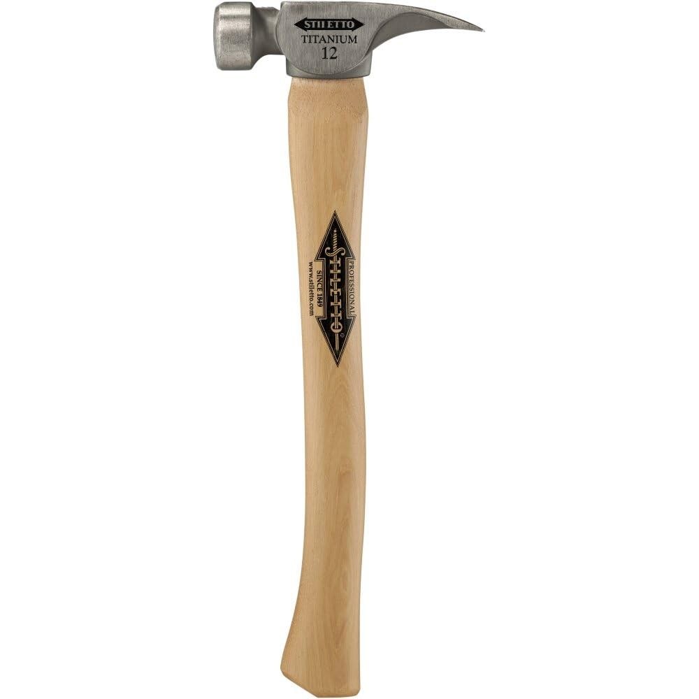 Ti12SC Titanium 12 Smooth Face Hammer with a Curved 18" Hickory Handle,Silver