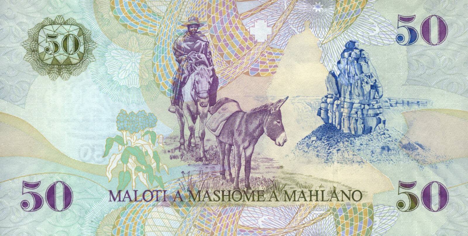 Lesotho 50 Maloti (2009) - Herdsman with Pack Donkey/p17e UNC