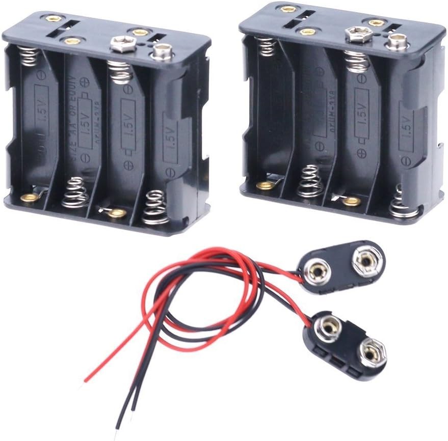 Hilitchi 2Set 8 x AA Thicken Battery Holder and T Type Wired Clip...