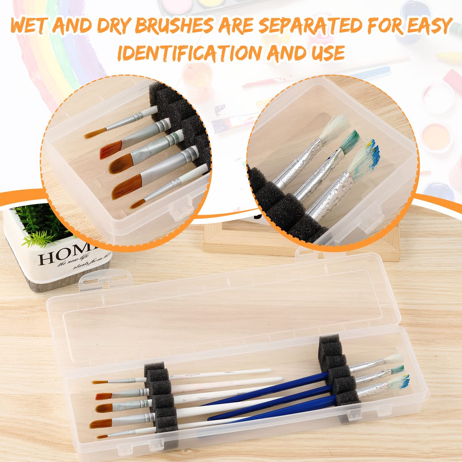 3 Pcs Paint Brush Storage Containers with Foam Inserts, Paint Brush Organizer...