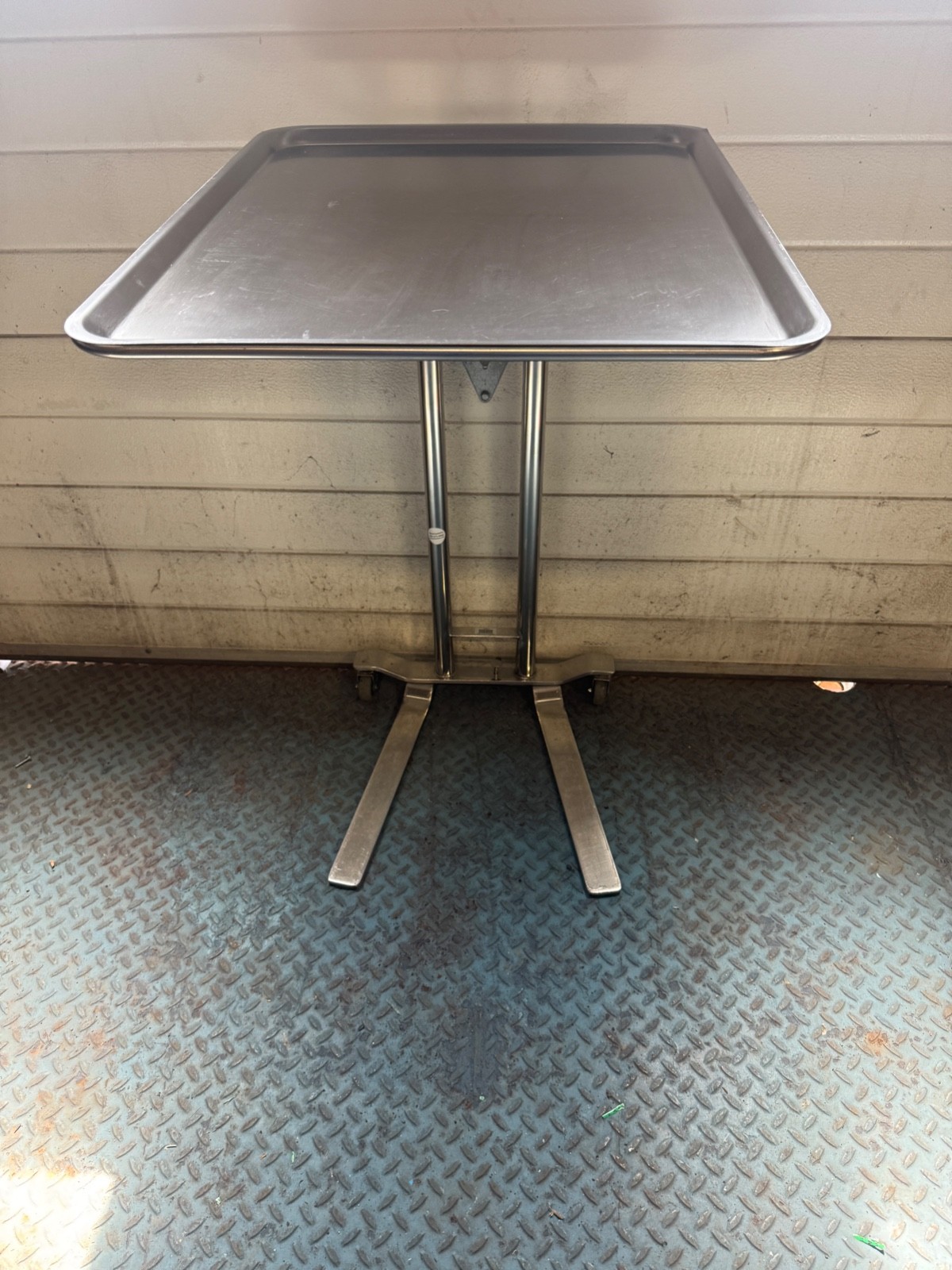 Pedigo P-1065-SS Extra Large Mayo Stand Stainless Dual Post 20x25 Tray Foot Ope