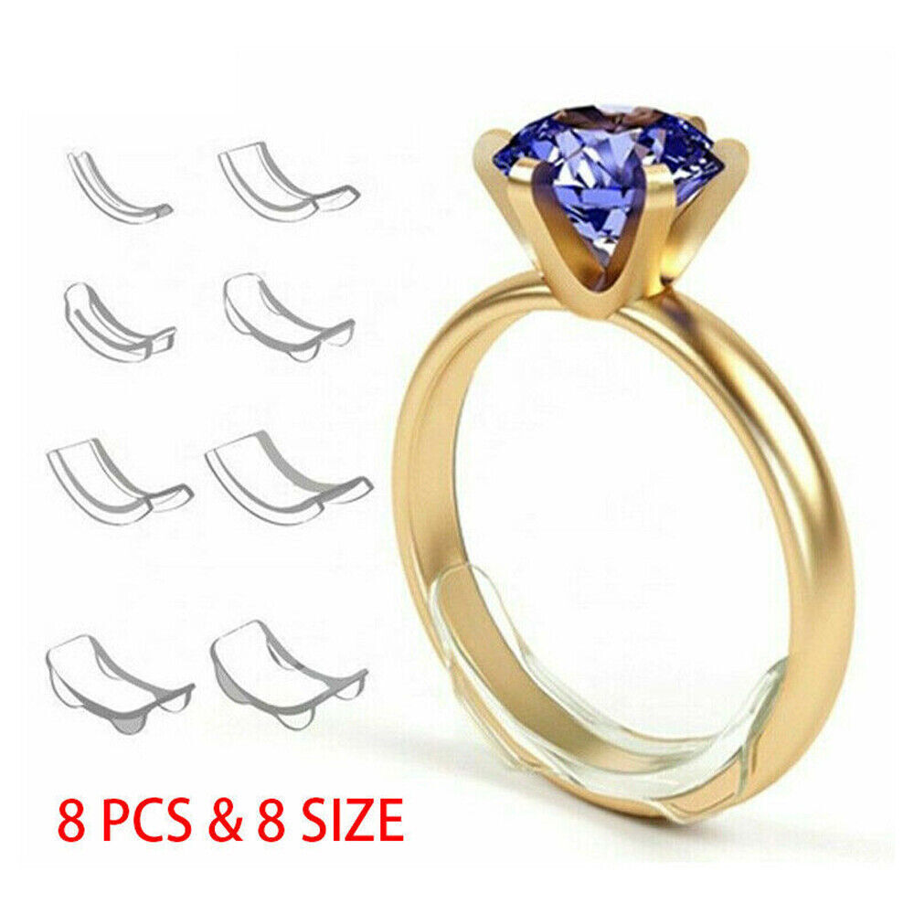 8Pcs Ring Size Adjuster Invisible Clear Ring Sizer Jewelry Fit Reducer Guard US