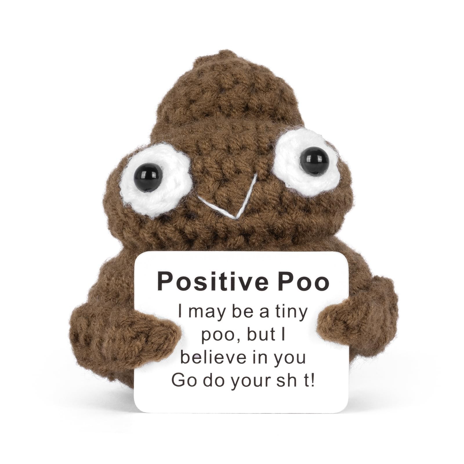 Cute Crochet Potato Toy with Positive Card - Funny Gag Gift for Friends