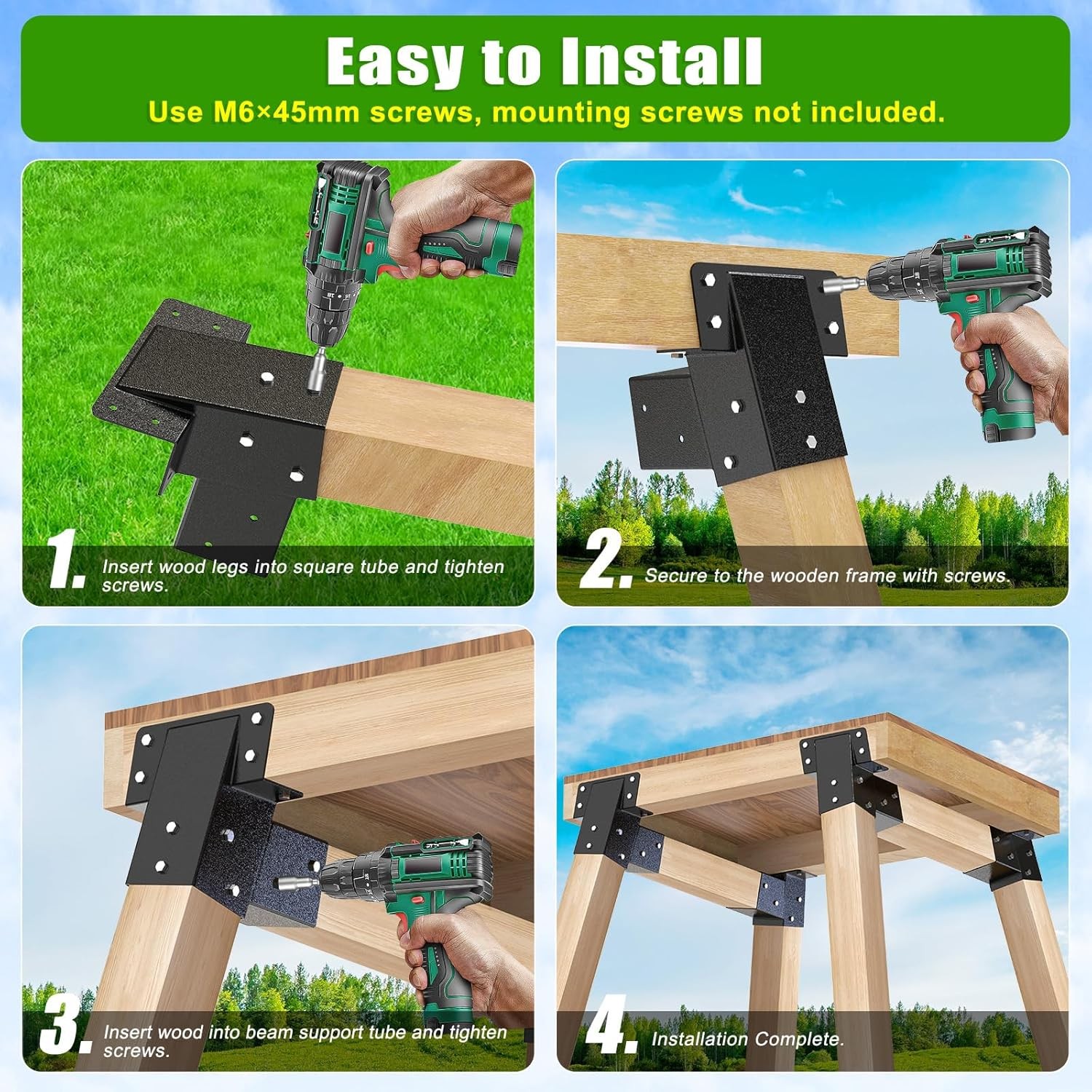 4Pack 4x4 Compound Angle Brackets Heavy Duty Deer Stand Bracket Hunting Blind