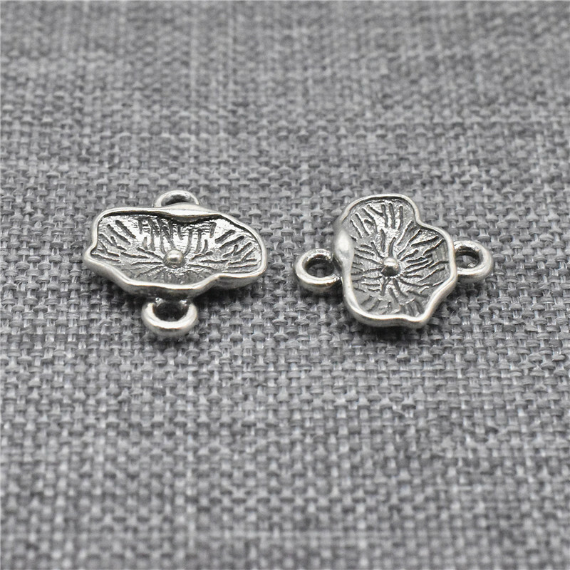 5 Sterling Silver Small Lotus Leaf Connector Charms for Bracelet