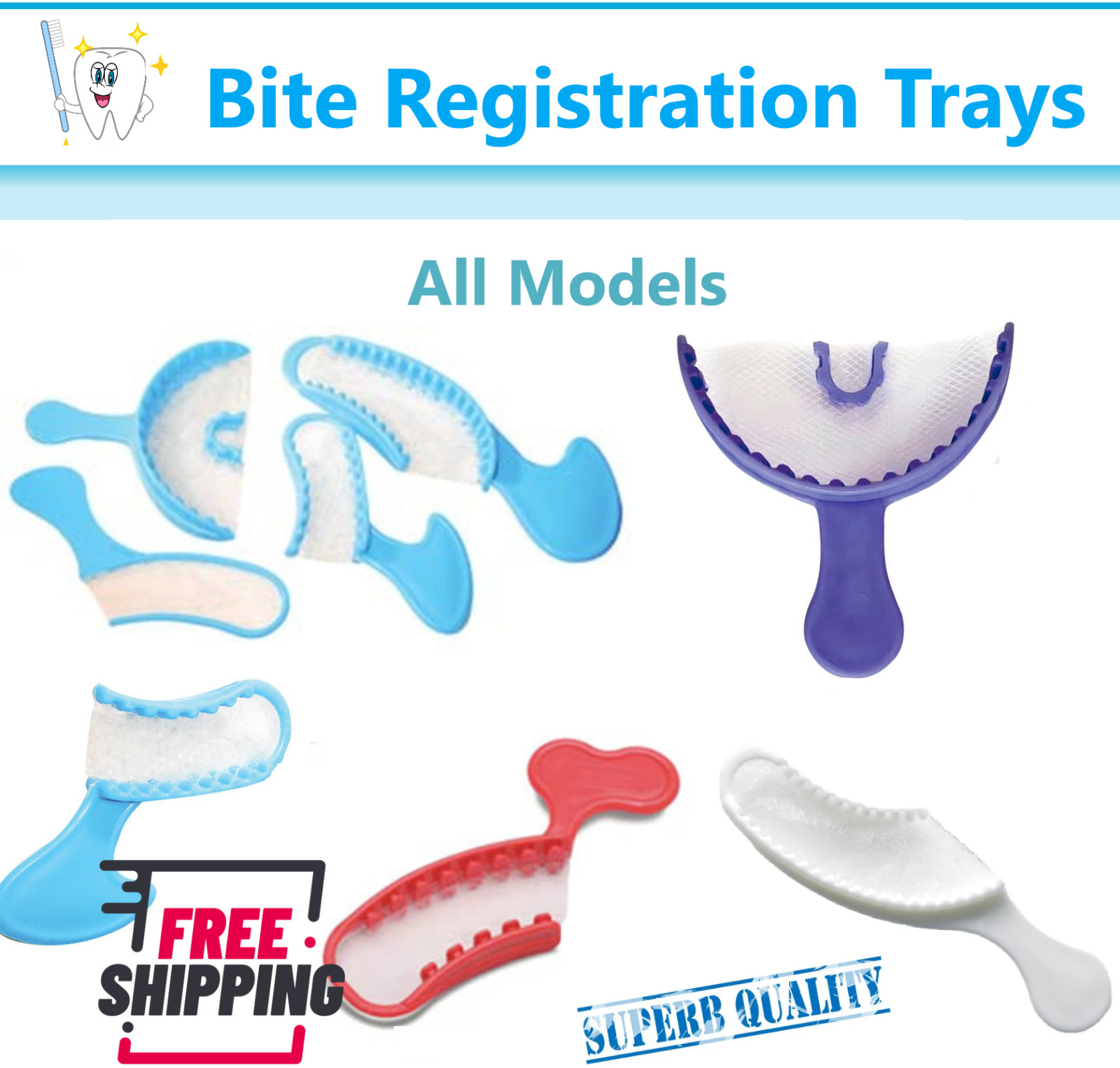 Dental Impression Bite Registration Triple Trays Mold (Choose Size & Quantity)