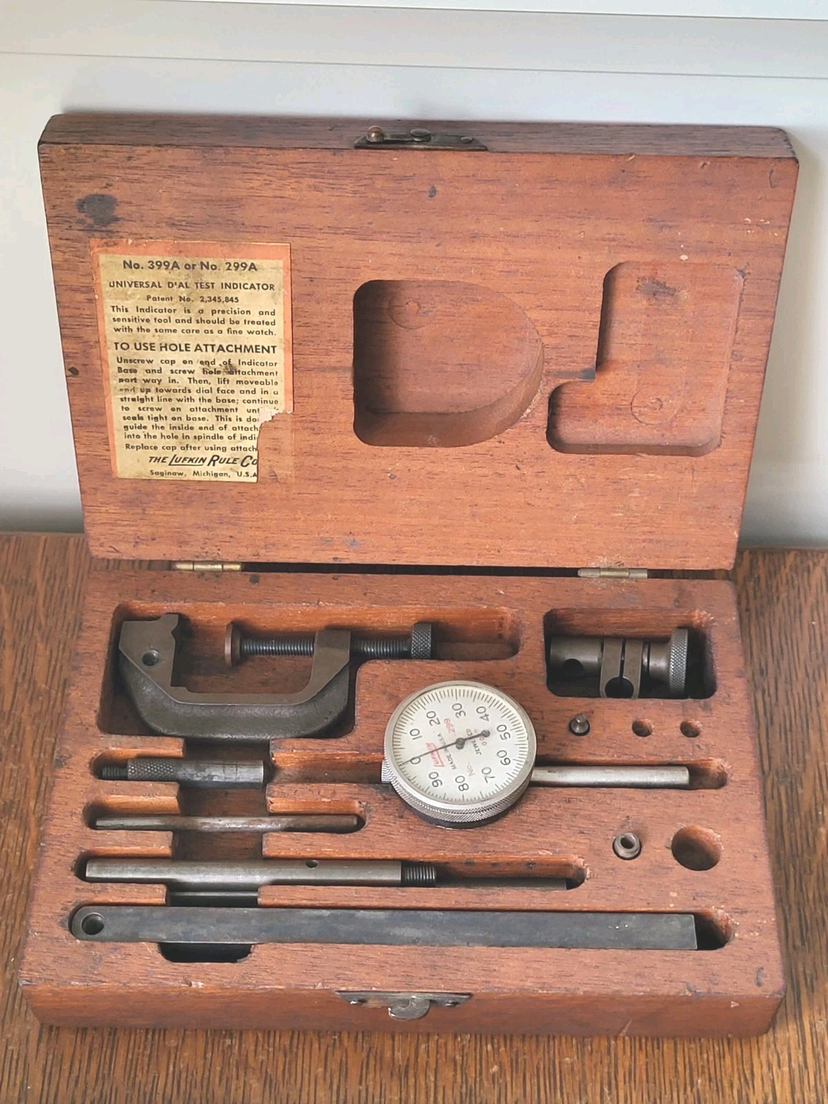 Vintage Lufkin Rule No. 299 Jeweled Dial Test Indicator .001" w/Accessories/Case