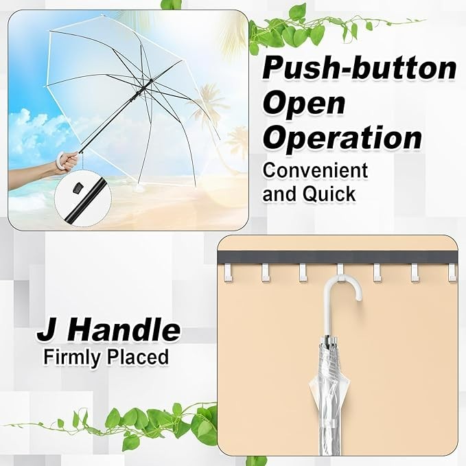 59Pack Clear Wedding Umbrellas Bulk Transparent Auto Open Stick #2069CT4
