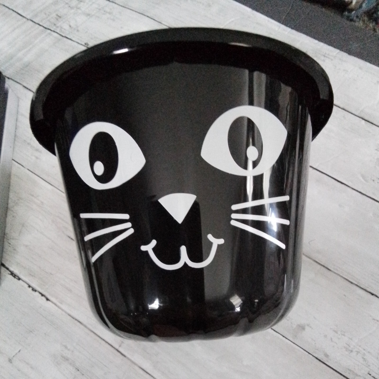 Halloween Trick Or Treat Black With A Cat Face Bucket
