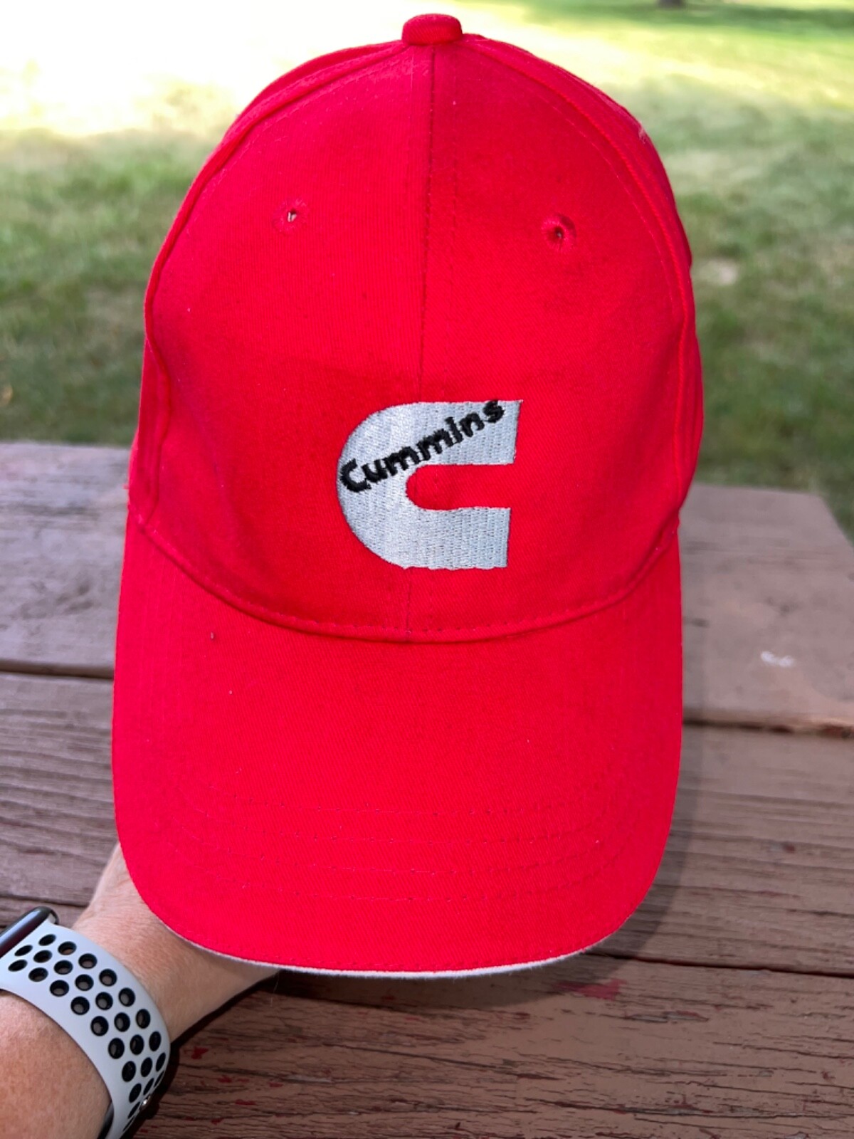 Cummins Red with white and black accent Hat Cap Hook Loop Cap America EUC