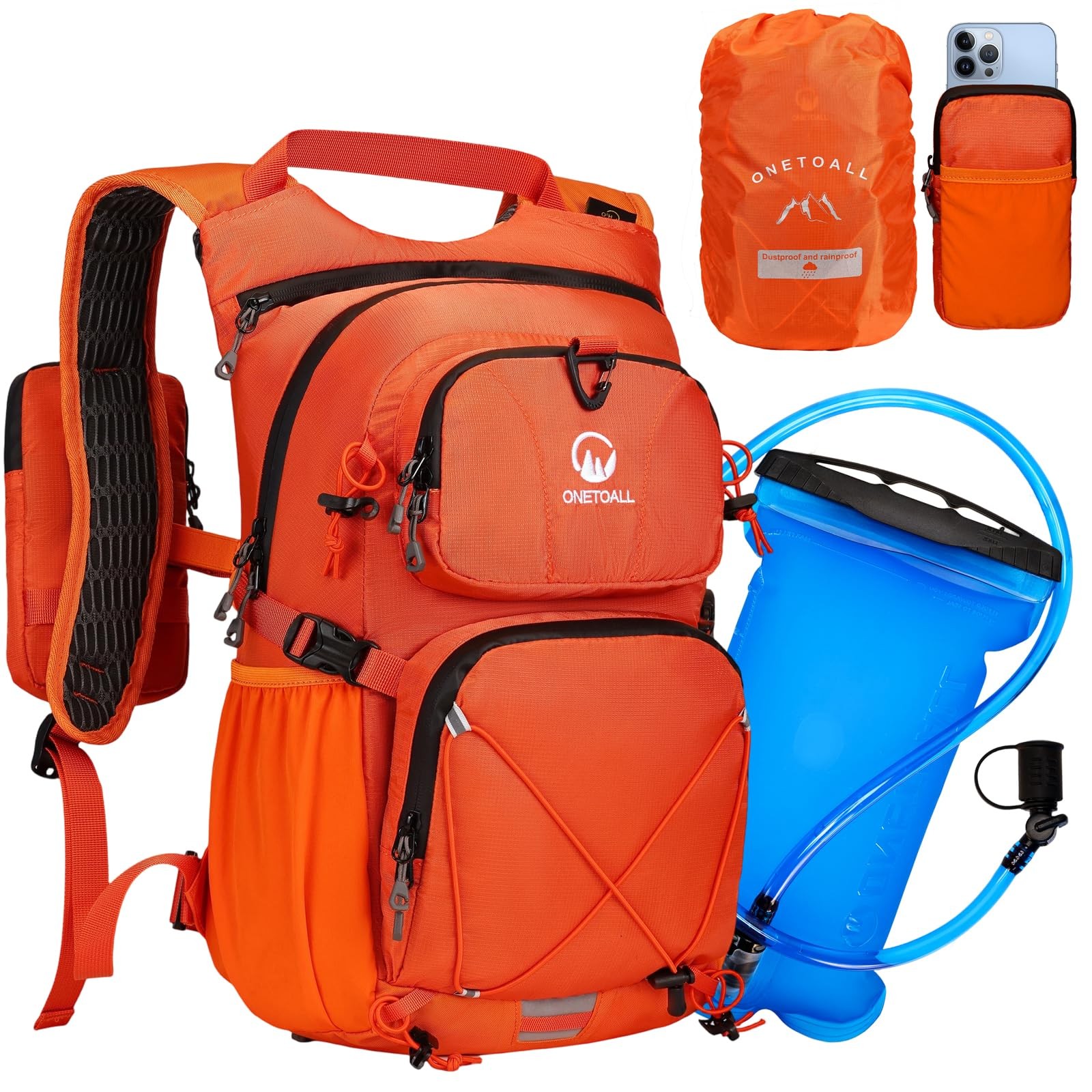 Hydration Backpack 22L, Hiking Backpack with 2L Leakproof Bladder, Sewn-in Ra...