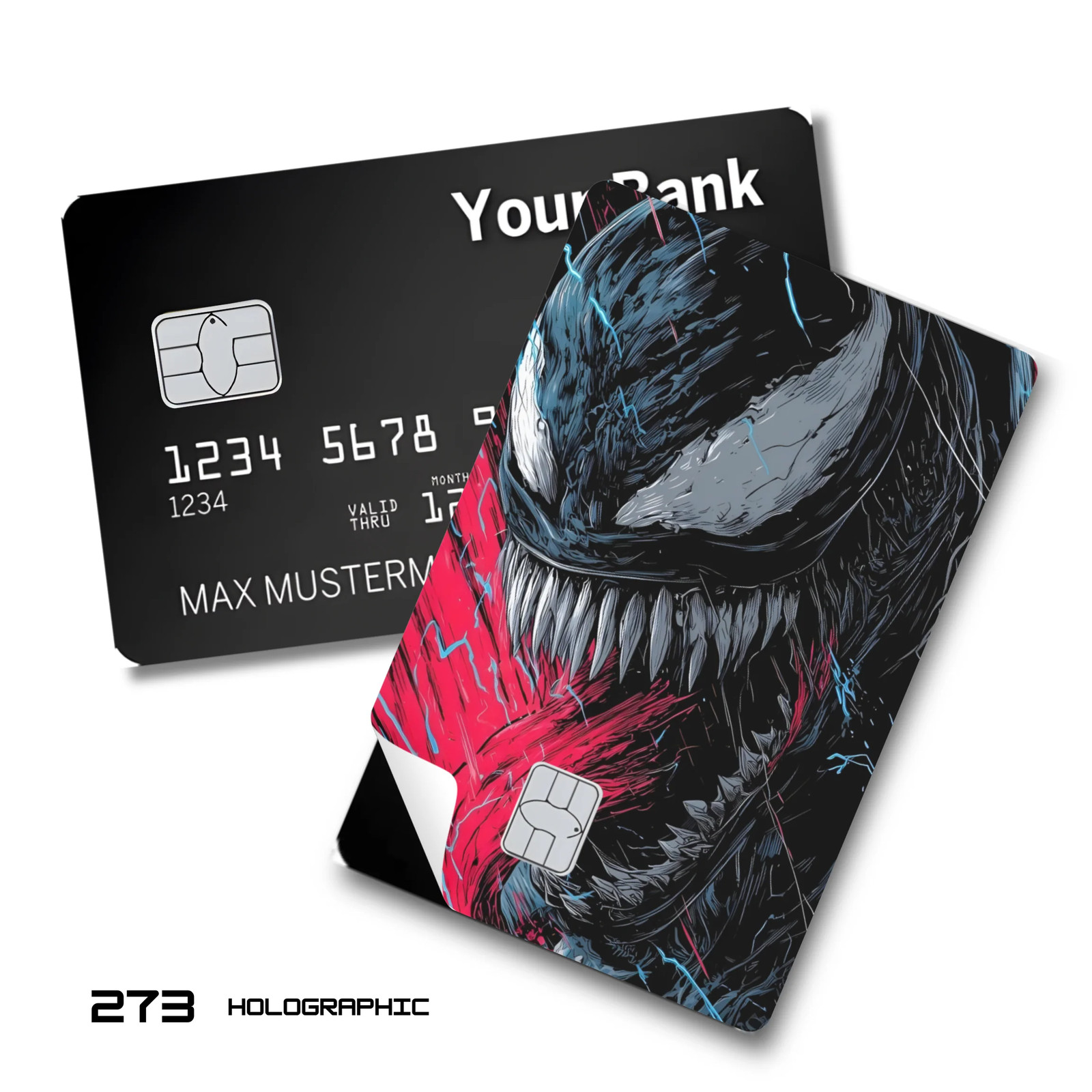 Credit Card Skin Sticker - Marvel - Menacing Venom Face Close-up - Holographic
