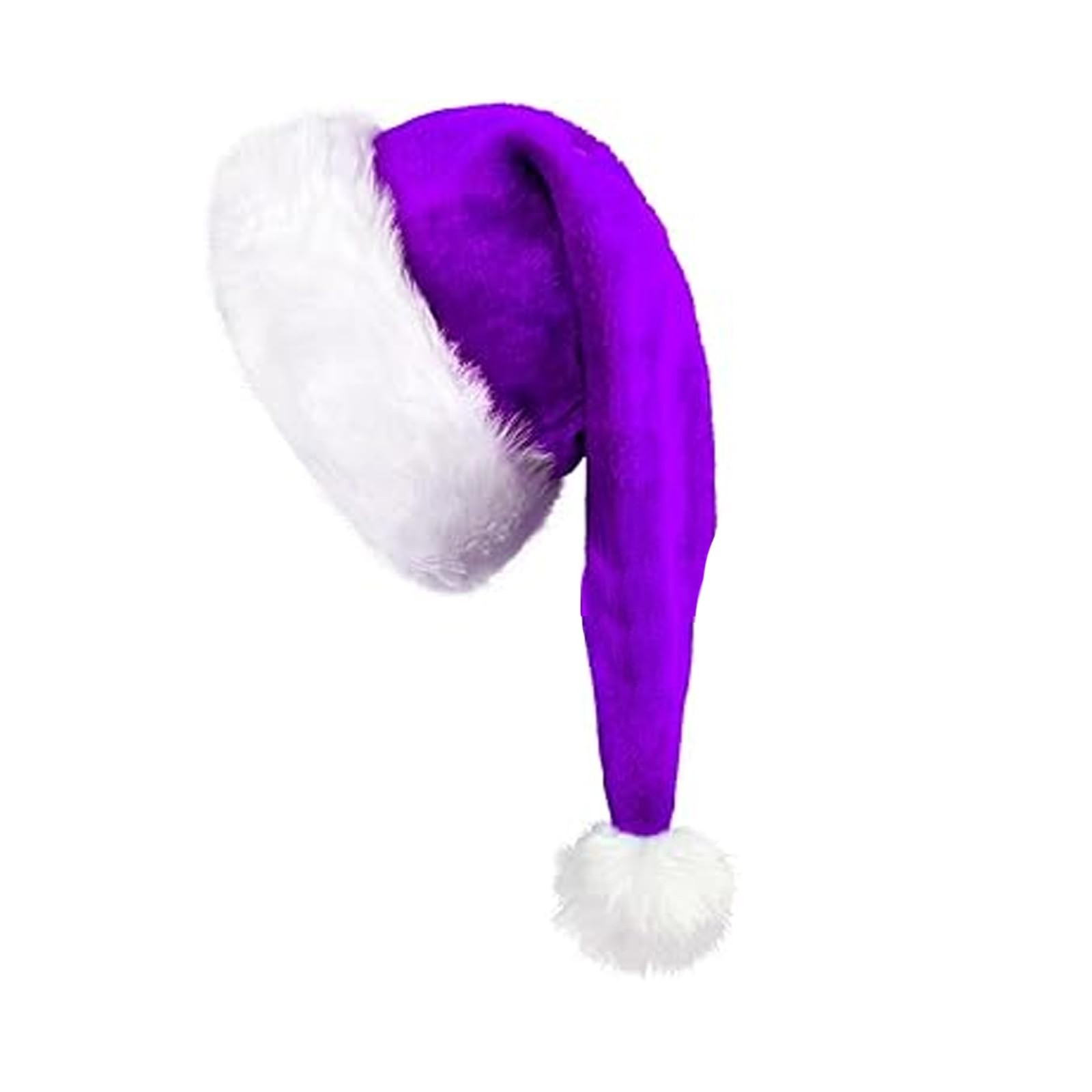 Purple Velvet Plush Christmas Hat for Adults Men Women Christmas Holiday Party