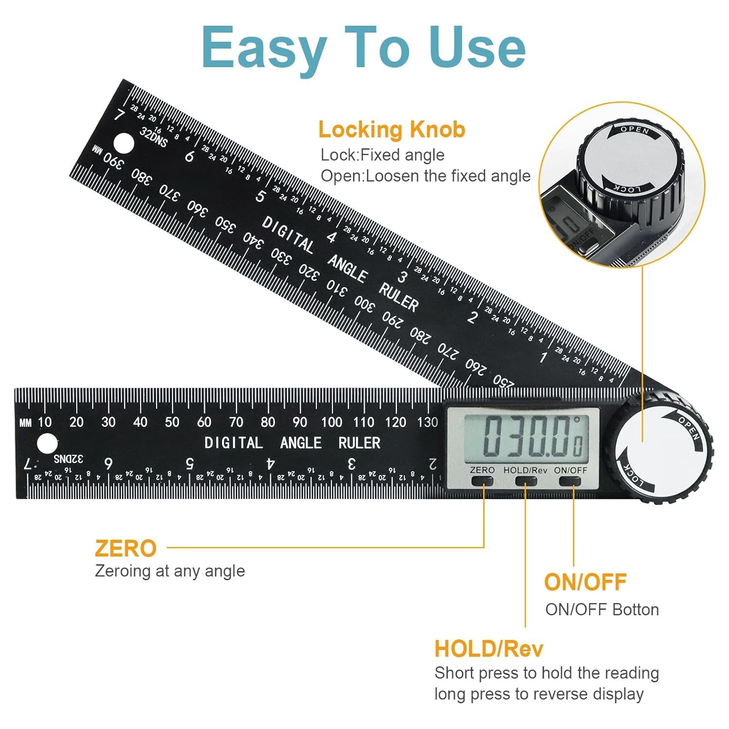 Third Generation Protractor Angle Finder Digital Angle Ruler with 7Inch 200Mm