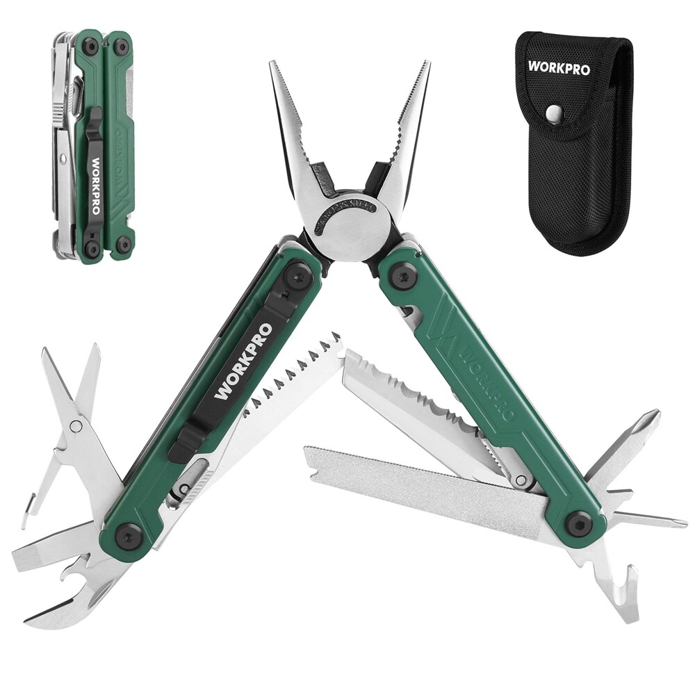 WORKPRO 18-in-1 Multi Tool Plier Stainless Steel EDC Multitool 2 Safety Lock NEW
