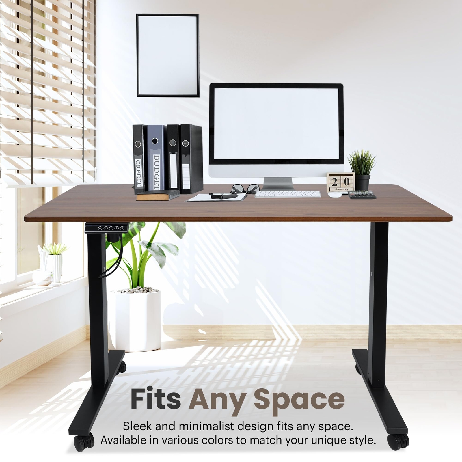 47 x 24 Inch Adjustable Height Standing Desk Computer Office Gaming Table Brown