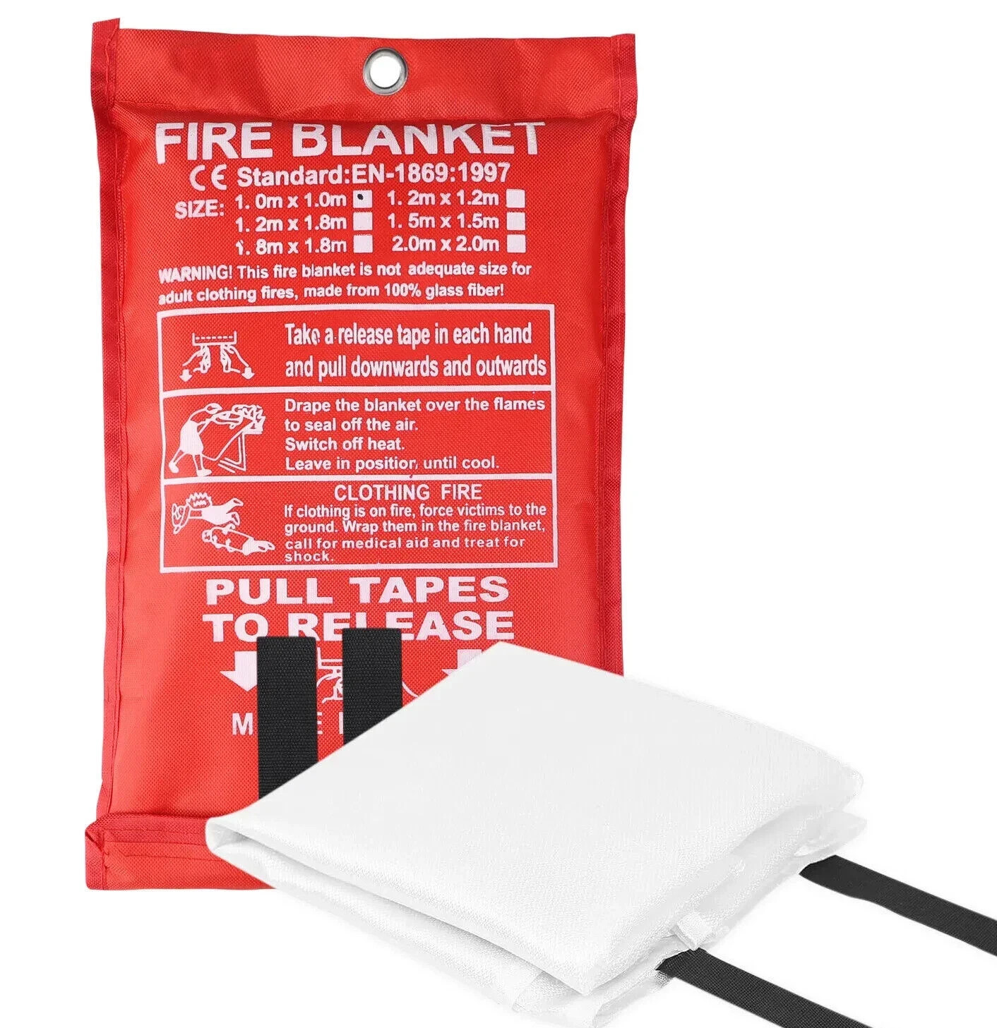FIRE BLANKET 39''x39'' Large Retardant Fiberglass Blanket Prepared Emergency NEW