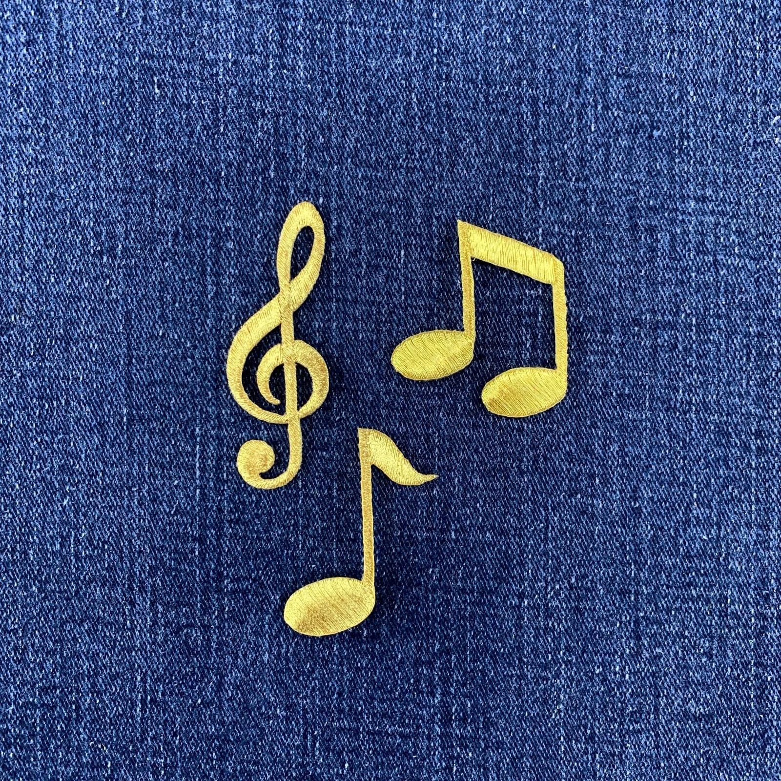 3-Pack Gold Sheet Music Patch Set Embroidered Single Double Notes & G Clef Badge