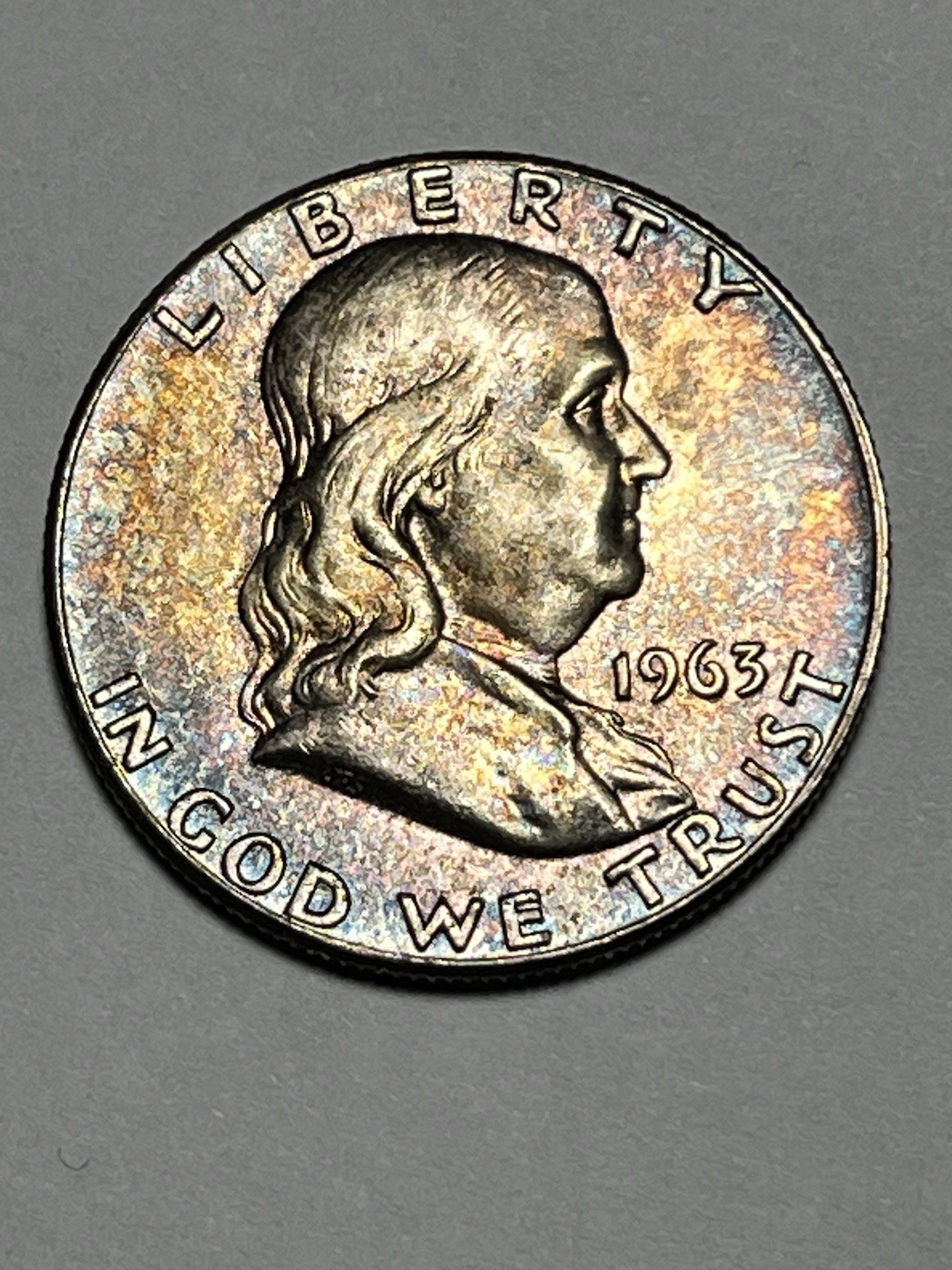 ***INCREDIBLE TONED*** 1963 Franklin Silver Half Dollar - Ships Free!