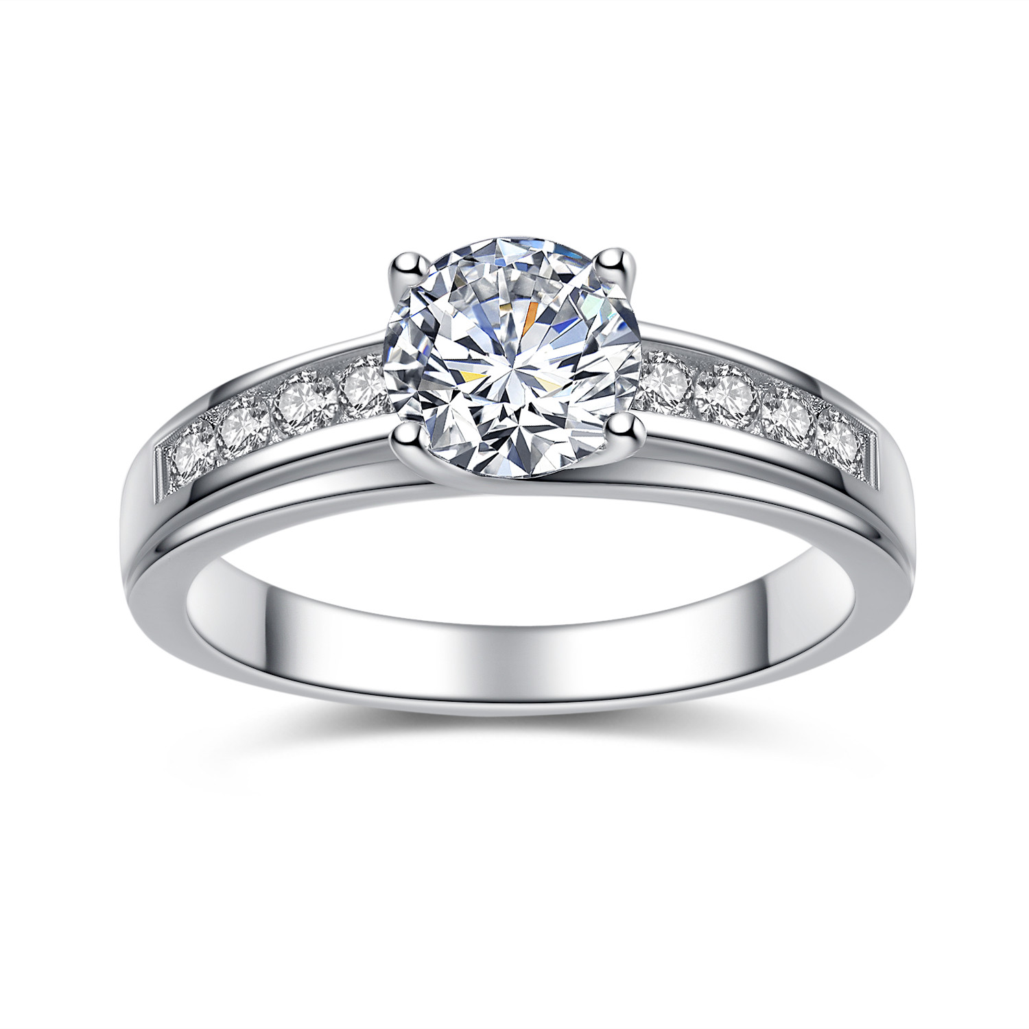 925 Sterling Silver 1.5 ct Round Cut Solitaire CZ  Engagement Ring Gift For Her
