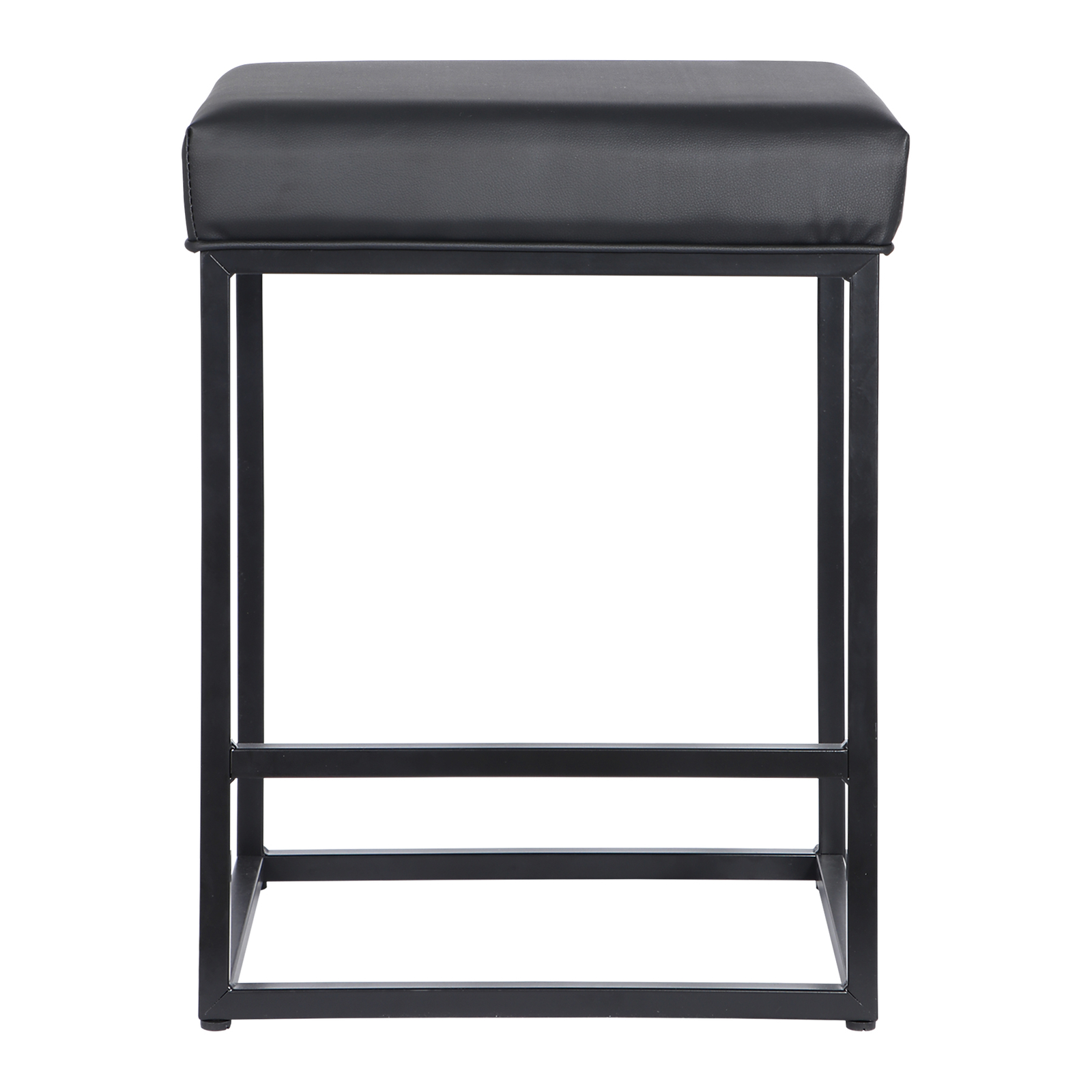 2PCS Black Backless Bar Stools PU Leather Stools Sturdy 330LBS Capacity Home